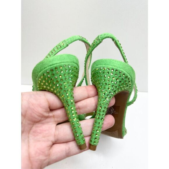 Marc Fisher Sandals Womens 7 Green Betila Slingback Heels Rhinestone Accents - Picture 7 of 9